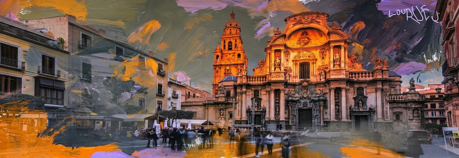 Cuadro de la Catedral de Murcia con trazos de color