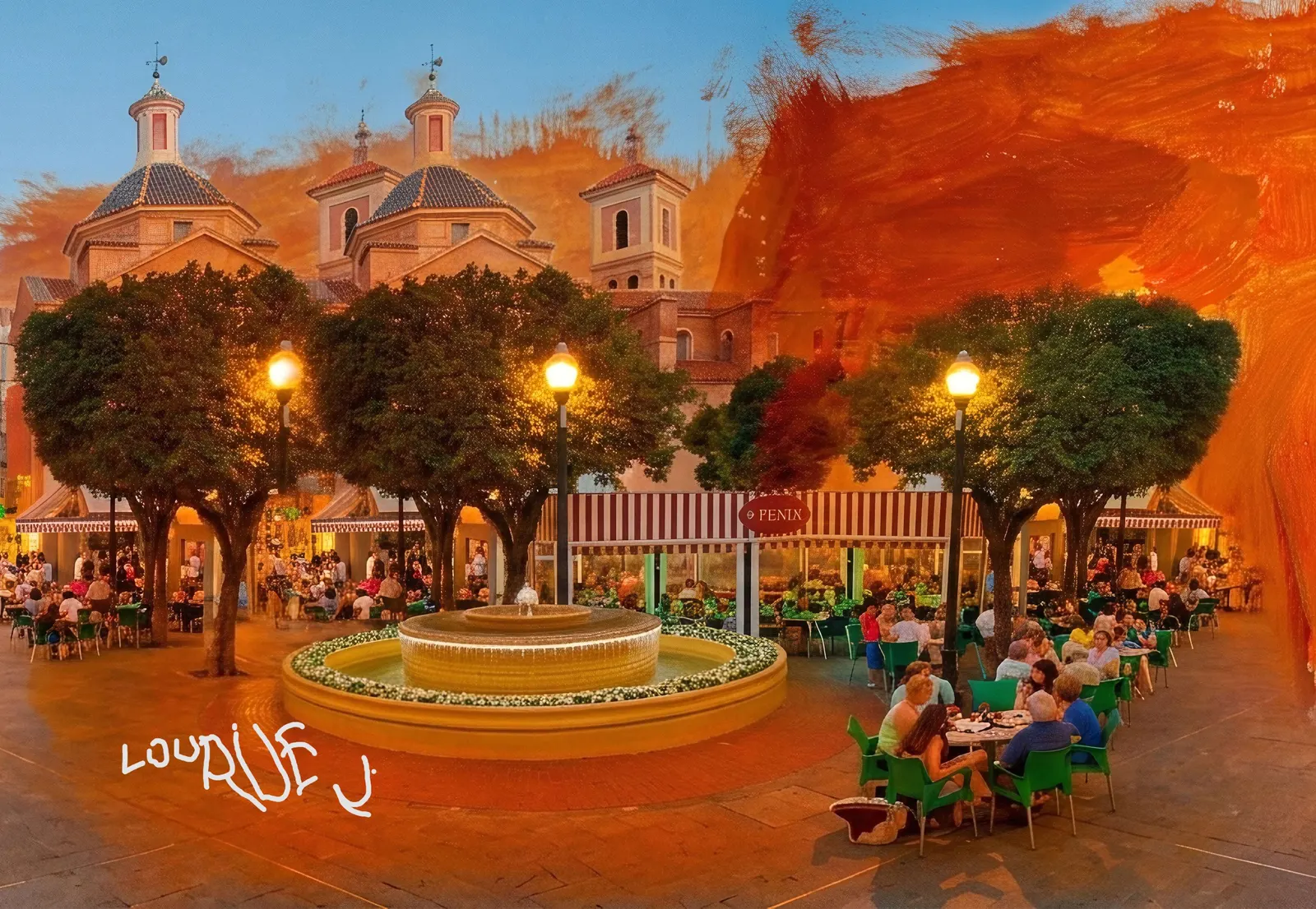 Cuadro de una plaza de Murcia